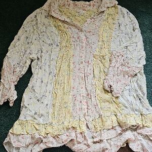 Cato Floral Top - Yellow and Cream